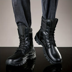 Boy's Military Style Hiking Boots High Top Non Slip Lace Up Durable Winter Shoes