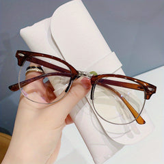 Square Clear Lens Glasses Rivet Decor Eyewear Minimalist Anti Light Glasses