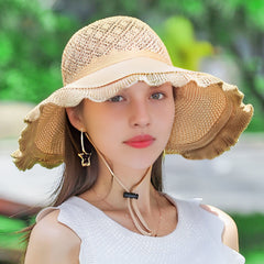 Crochet Hollow Wide Brim Sun Hat for Women
