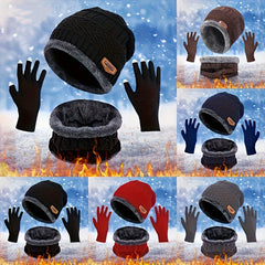 Winter Knitted Hat Scarf Gloves Set with Neck Gaiter for Men Women