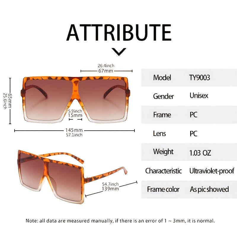 Flat Frame Oversized Sunglasses for Women