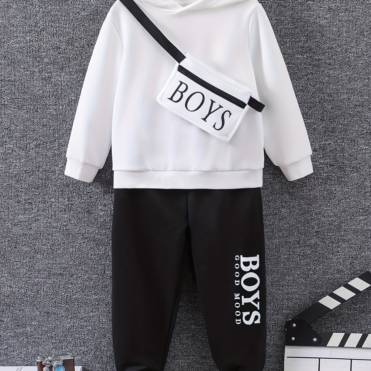 Boys 3pcs Hoodie Sweatshirt & Pants Set GOOD MOOD BOYS Print