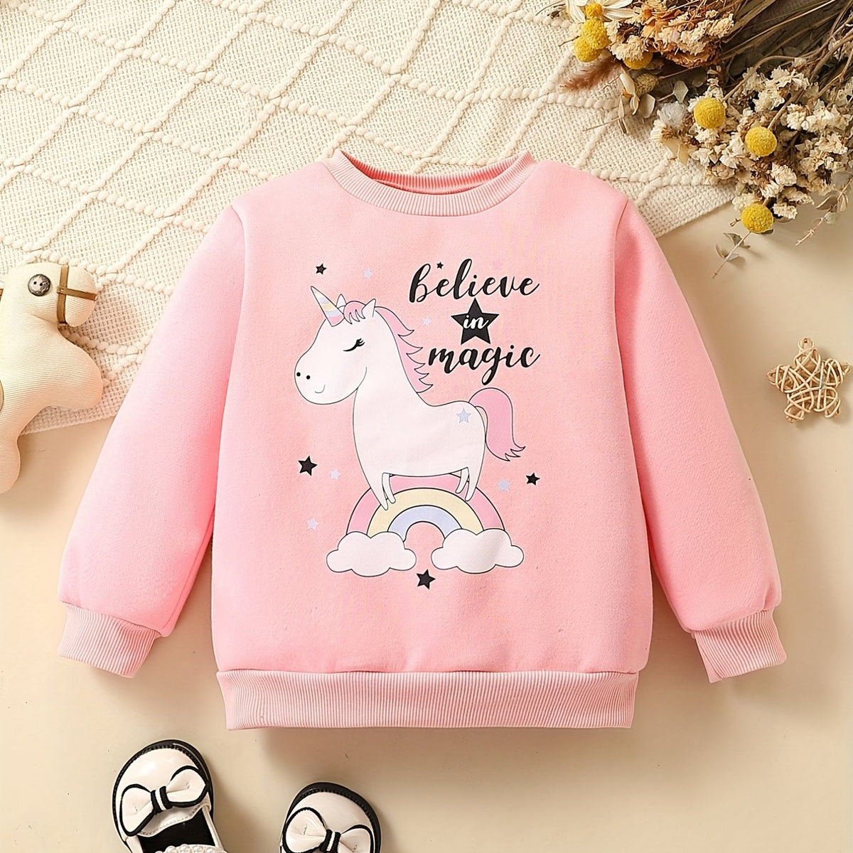 Unicorn Graphic Ribbed Baby Sweatshirt