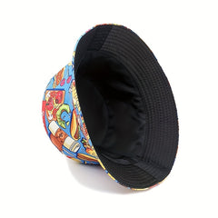 Fruit Hamburg Print Bucket Hat Reversible Sunscreen Fisherman Cap