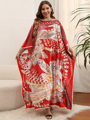  Feather Print Maxi Cover Up Dress