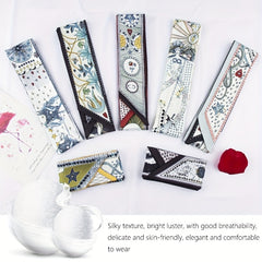 Flower Print Skinny Scarf Long Ribbon Neckerchief Silk Twilly Scarf