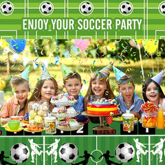 Soccer Birthday Party Decoration Set: Tablecloth, Paper Plates, Cups, Napkins