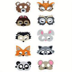 Wild Animal Felt Mask Set 10-12-22pcs Party Costume Mask