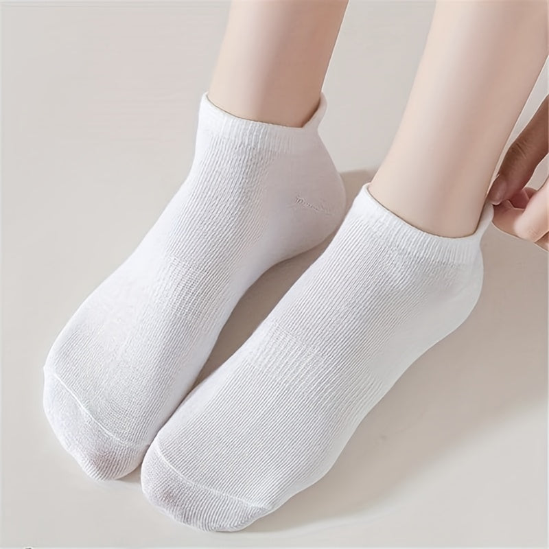 10 Pairs Solid Low Cut Socks Soft & Comfy Women's Stockings