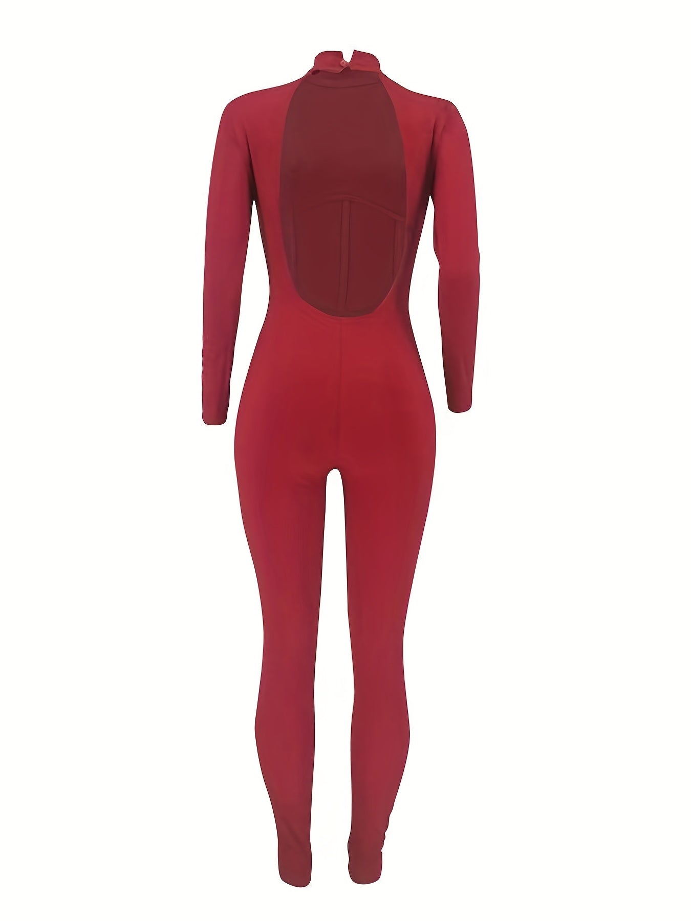 Sexy High Neck Backless Jumpsuit Long Sleeve Slim Fit