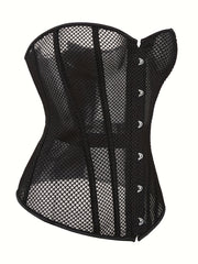 Strapless Mesh Corset Bustier Lace Up Body Shaper Women's Lingerie