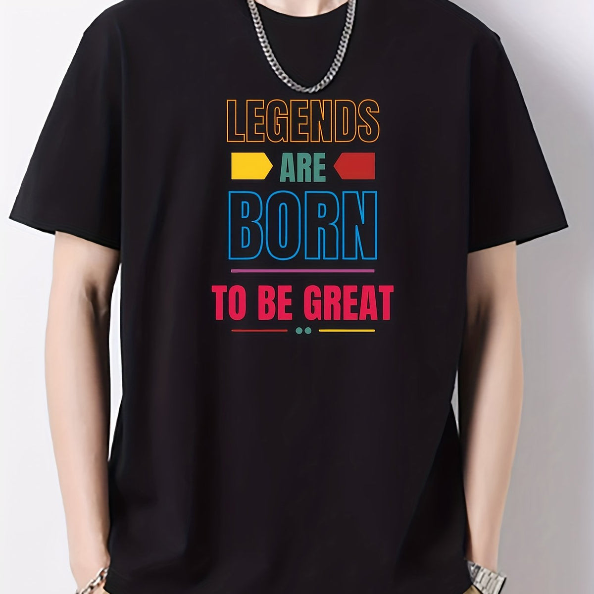Men's Cotton Letter Print Crew Neck Active T-shirt