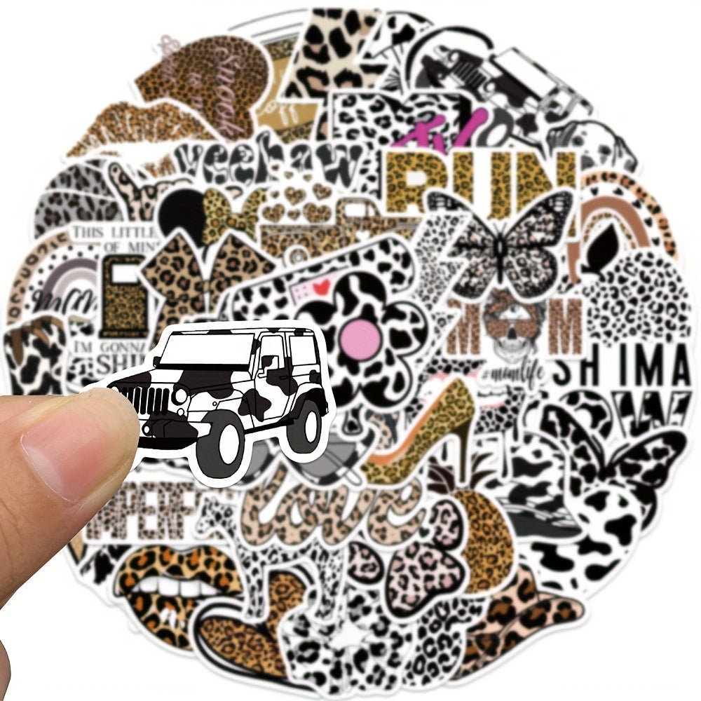 50Pcs Leopard Print Series Graffiti Stickers Waterproof DIY Creative Toy
