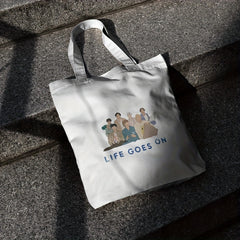 Life Goes On Pattern Canvas Tote Lightweight Shopping Tote