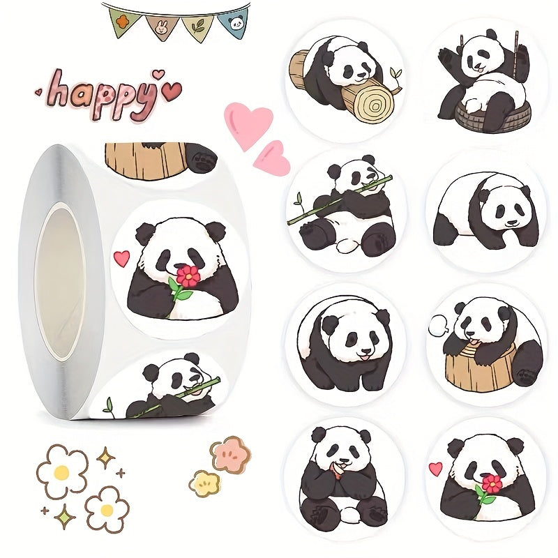 500pcs 2.54 Cm Panda Adhesive Label for Packaging - Boutique & Store Essentials