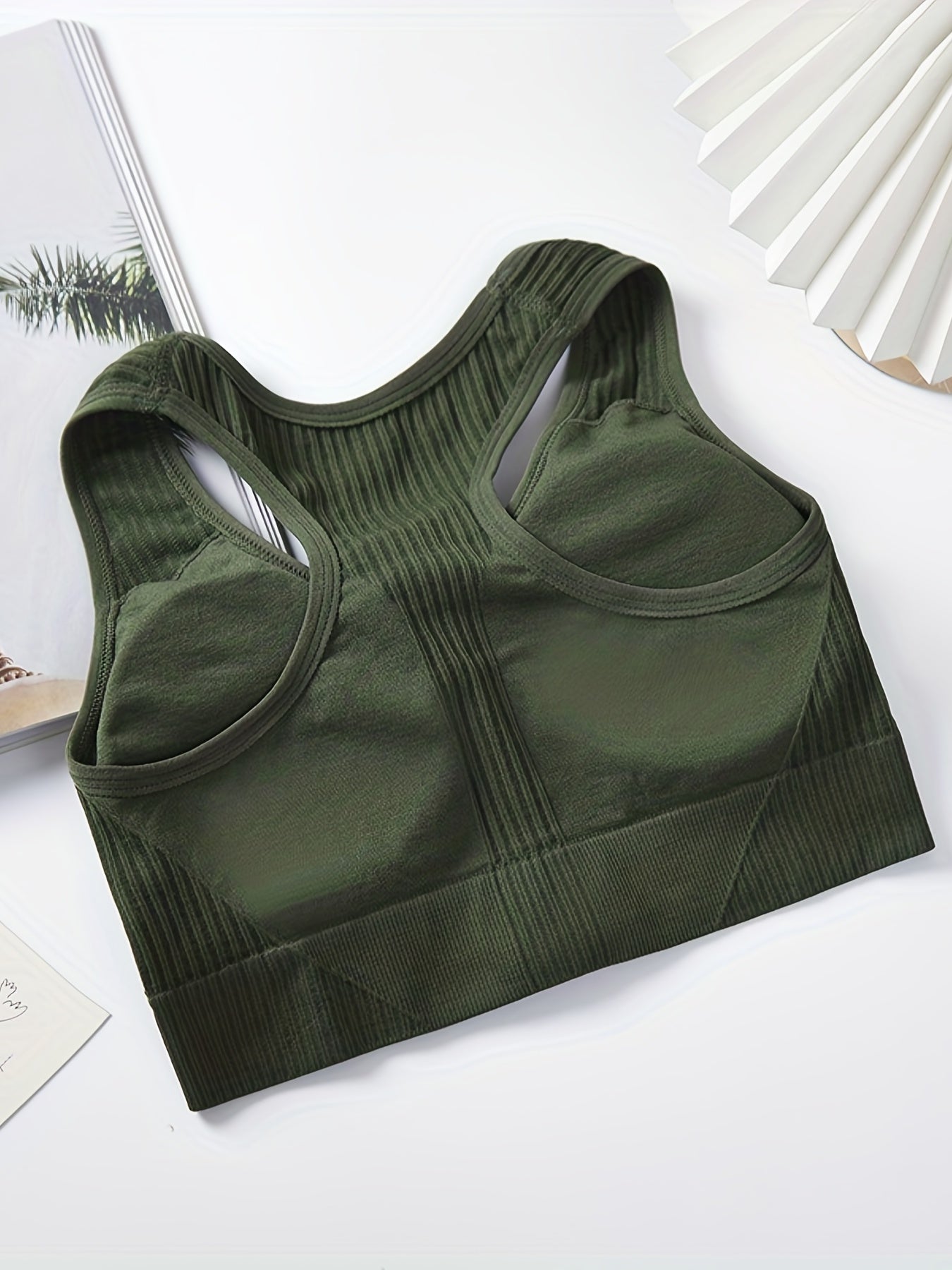 Racerback Zip Sports Bra Breathable Workout Tank Bra