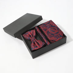 Men's Tie Set Paisley Necktie Pocket Square Bow Tie Set