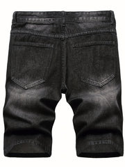 Men's Ripped Denim Shorts with Pockets for Spring and Summer