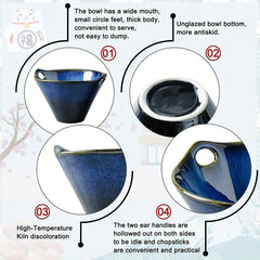 2pcs Ceramic Large Ramen Bowl Set 20oz Porcelain Soup Noodles Pho Udon Salad