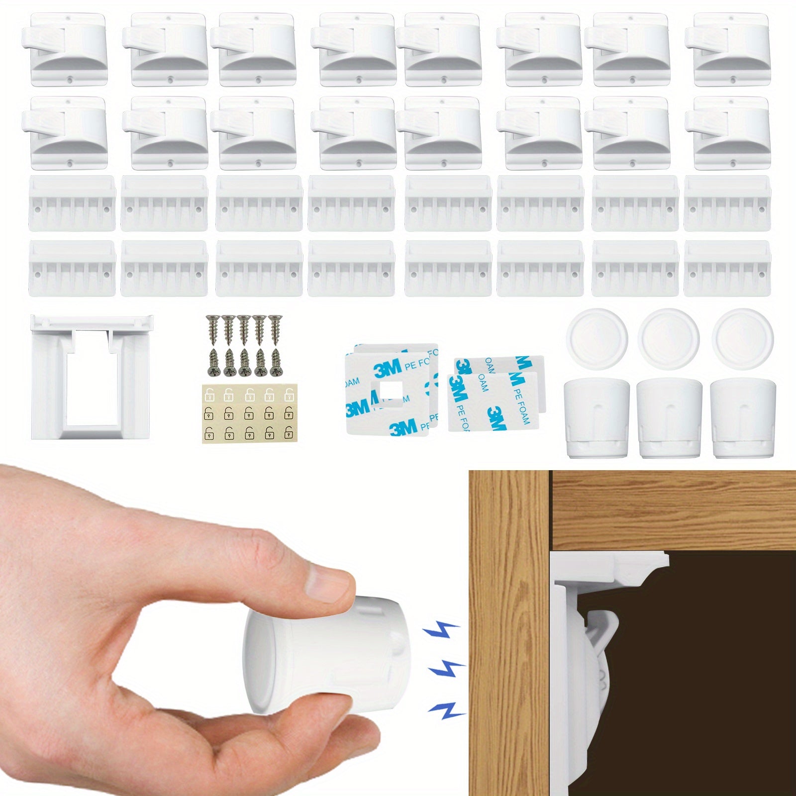 Magnetic Cabinet Locks Child Proof Safety Latches for Drawer Cupboard