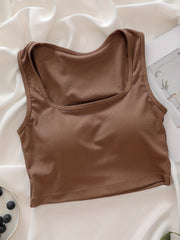 Ribbed Tank Top Sleeveless Padded Top for Women