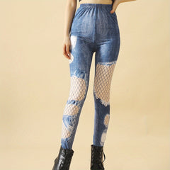 Fishnet Pattern Pantyhose High Waist Elastic Slim Pantyhose