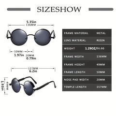 Steampunk Sunglasses Vintage Round Classic Mirrored Glasses