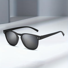 Retro Round Frame Men's Polarized Sunglasses with Glasses Case