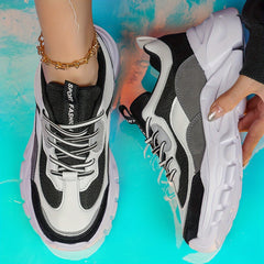 Women's Lace-up Breathable Chunky Sneakers Anti-slip Platform Running Shoes