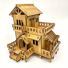 Wooden 3D Puzzle Building Models Western House DIY Kit