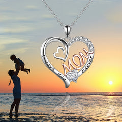 Heart Shape Pendant Necklace with Zircon Inlay