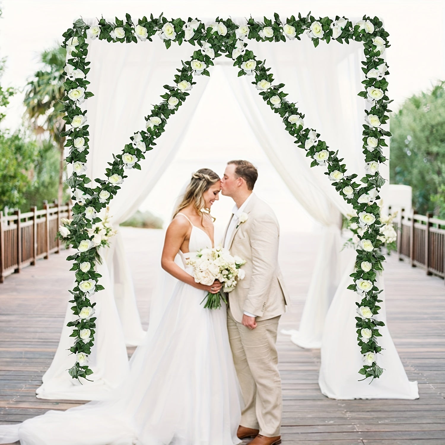 Artificial Roses Flower Garland Home Garden Office Wedding Decor