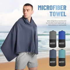 2pcs Quick Drying Microfiber Beach Towel with Mesh Bag