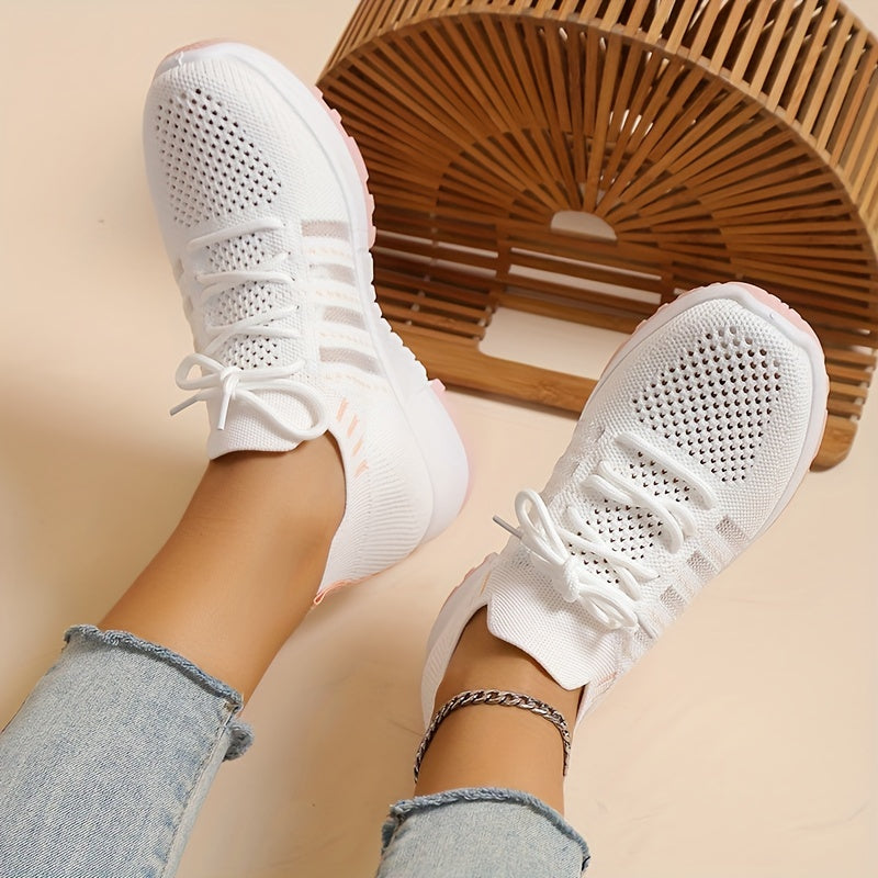 Breathable Lace Up Knitted Casual Sneakers Ultra Light Comfortable Running Sport