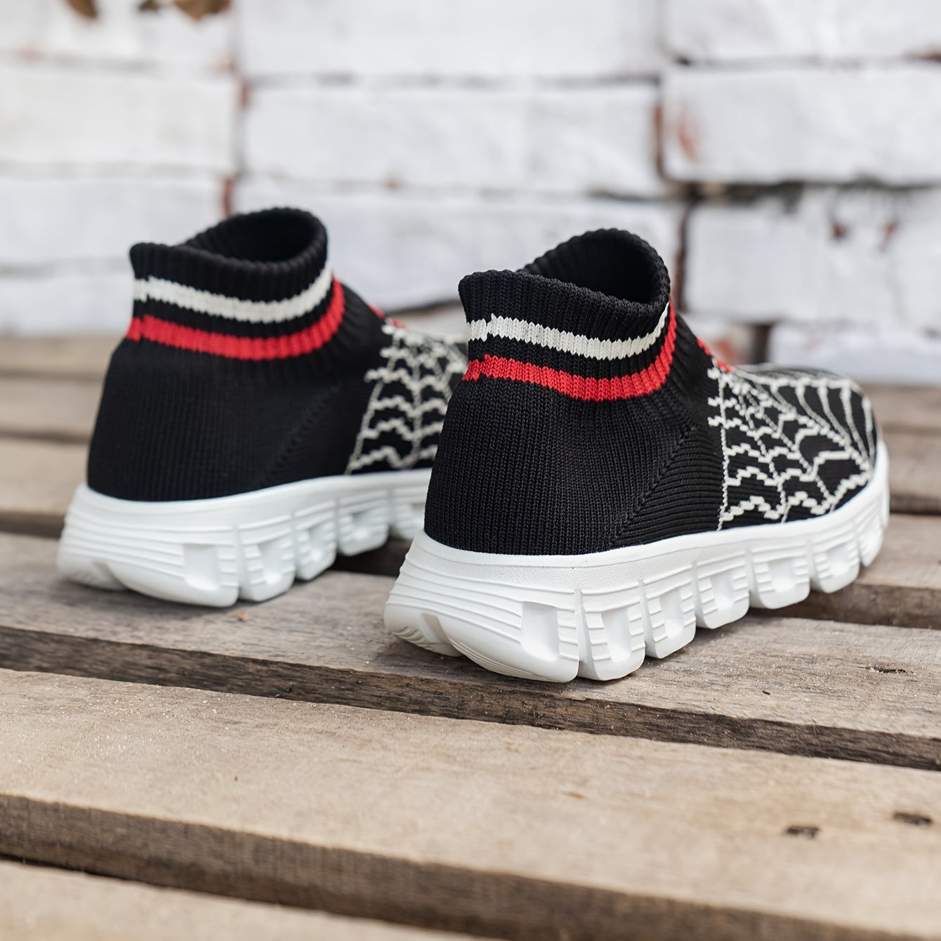 Unisex Kid's Spider Pattern Slip On Sock Shoes