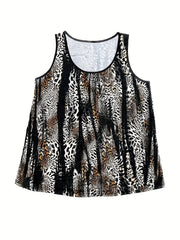  Striped Print Round Neck Tank Top