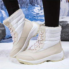 Women's Plush Inner Snow Boots Platform Mid Calf Boots