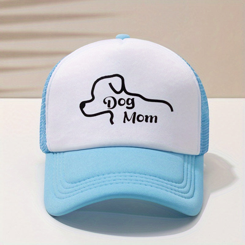 Dog Mom Print Trucker Hat Mesh Casual Baseball Cap Lightweight Dad Hats