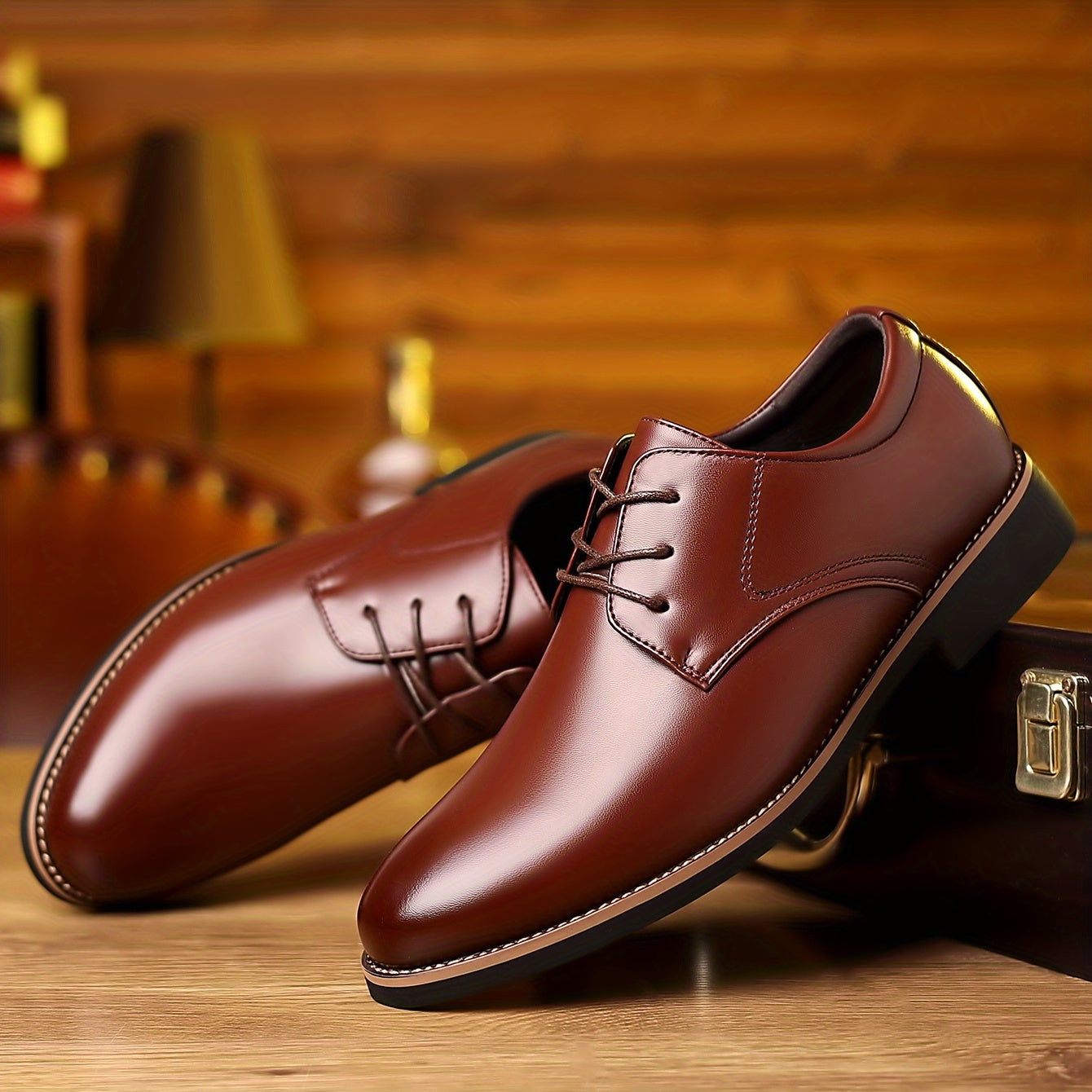 Men's Lace Up Derby Shoes Round Toe Formal Business Wear Non Slip