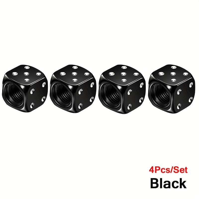 4pcs Aluminum Dice Air Valve Dust Cover Car Tire Decoration Valve Cover