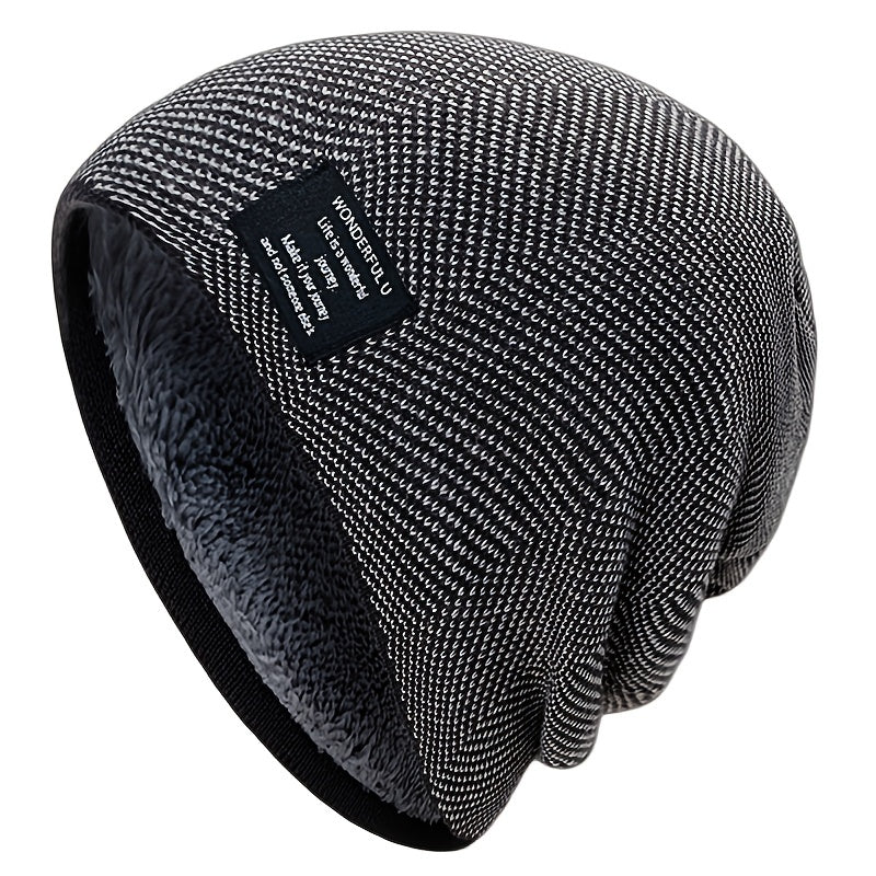 Plus Velvet Knitted Beanie Winter Outdoor Windproof Hat