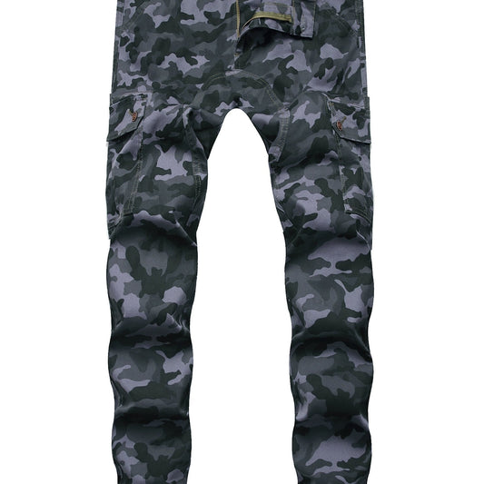 Camouflage Pattern Pocket Jeans Mens Casual Stretch Biker Jeans