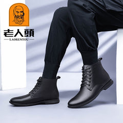 LAORENTOU Men's Leather High Top Oxford Shoes