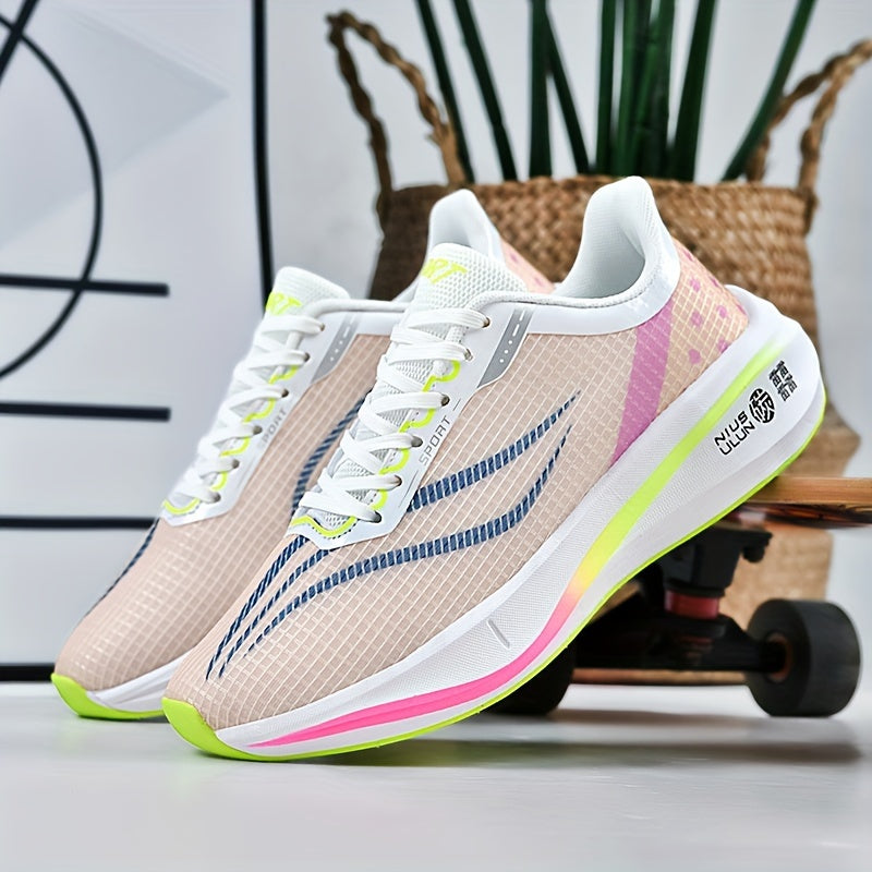 Women's Colorblock Casual Sneakers Lace Up Soft Sole Platform Running Shoes