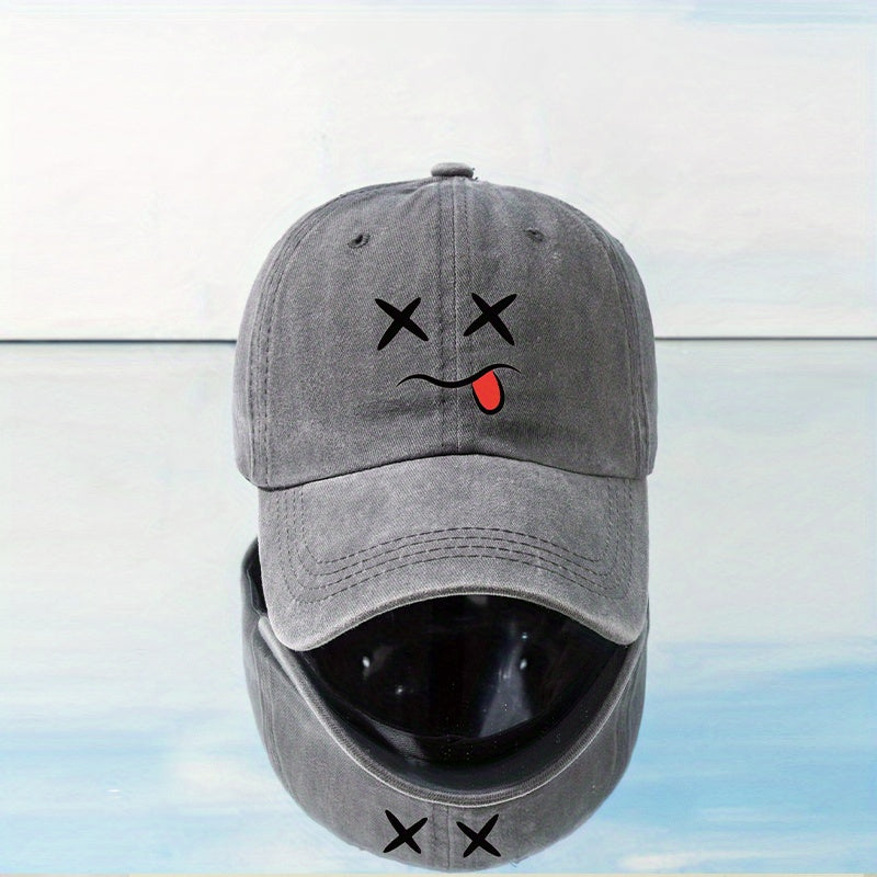 Cartoon Expression Baseball Cap Washed Distressed Cotton Sports Hat