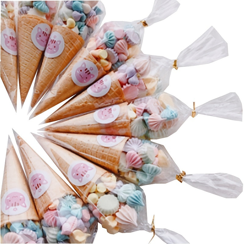 50 Clear Twist Tie Treat Bags for DIY Snacks Candy Popcorn Cookies