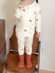 Girl's Pear Print Pajama Set 2pcs Long Sleeve Top & Pants