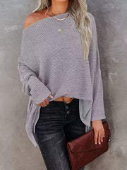 Off Shoulder Bat Sleeve Knitted Sweater Top