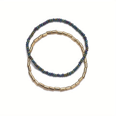 Ocean Beach Beaded Anklet Set with Mini Rice Beads