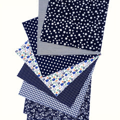 7pcs Navy Cotton Fabric Square Quilted Fabric Bundle Handcraft DIY Crafts